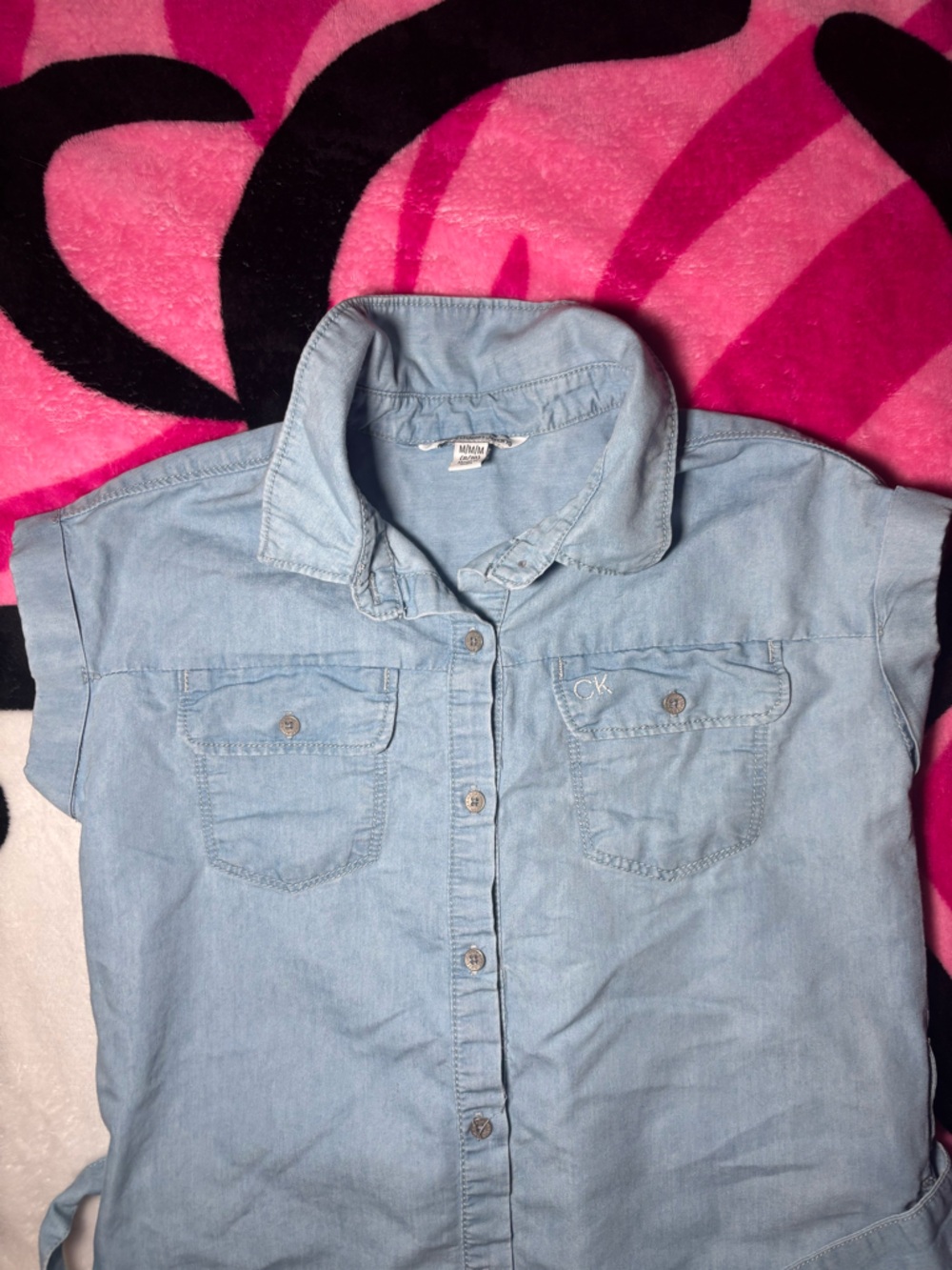Calvin Klein Girls Chambray Denim Shirt Dress - Picture 3 of 10